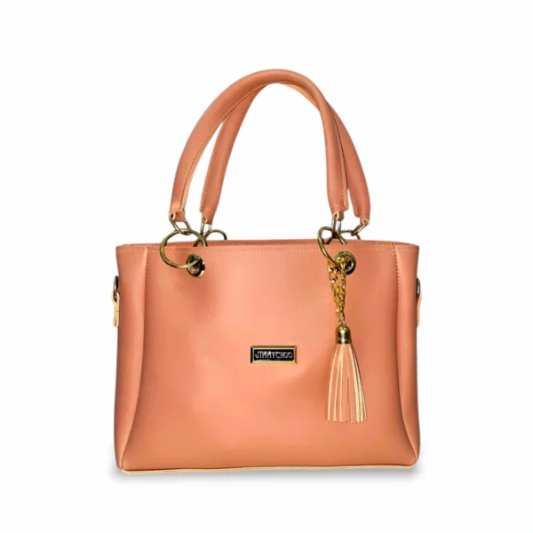 Women's Stylish Pink Handbag with Removable Strap & Pouch - Image 3